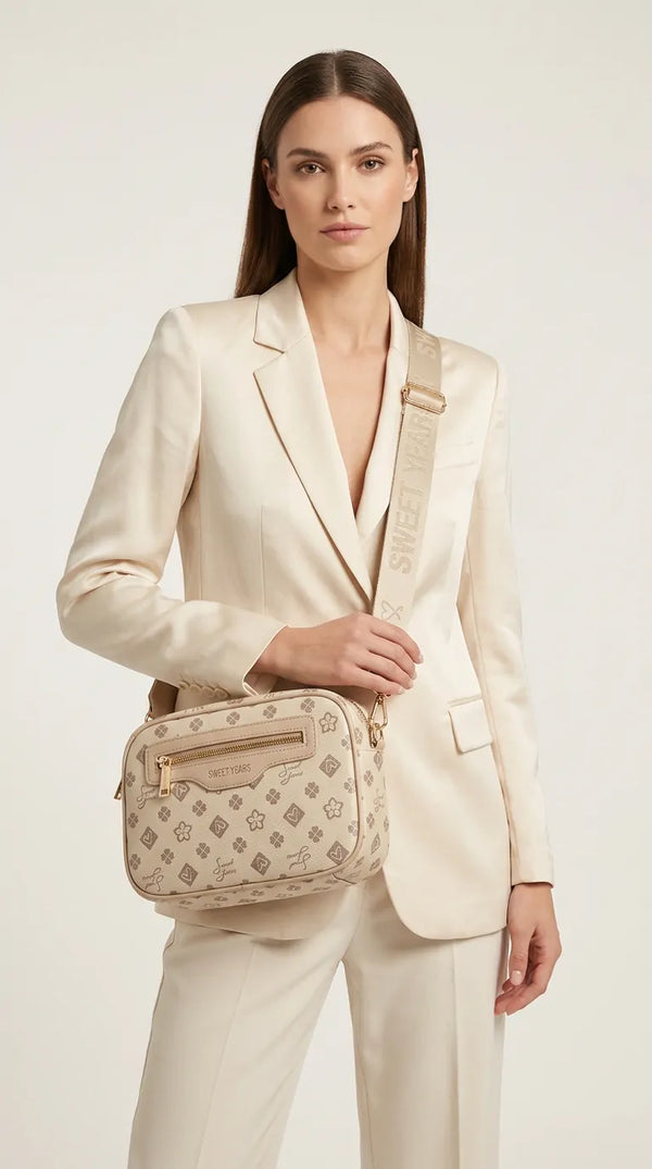 Sweet Years - Borsa firmatazip cerniere logata tracolla donna logo zip tracolla fantasia multi tasche