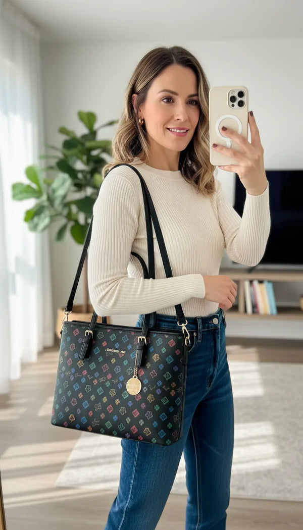 Sweet Years - Borsa shopping spalla simil pelle fantasia Logata
