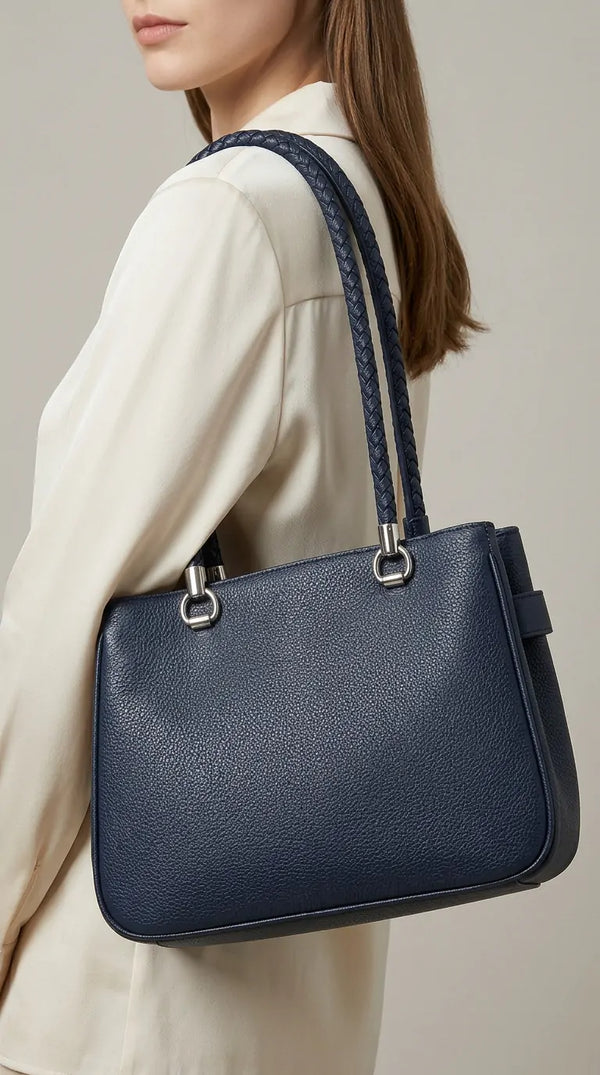 DUDLIN - Borsa donna toto bag a tracolla con multi tasche spalla elegante manici intrecciati