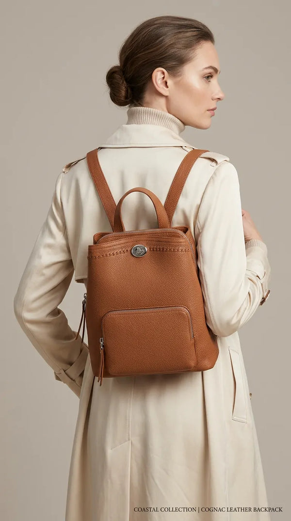 Tommassini - Zaino eco pelle multi tasche donna zainetto passeggio comodo moda pera