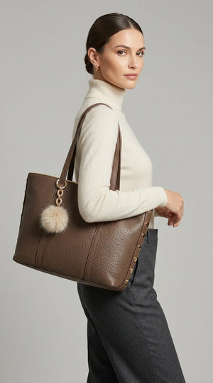 PODRI - Borsa a Spalla Donna simil Pelle Morbida Borsa shopping Grande borchie chiodi