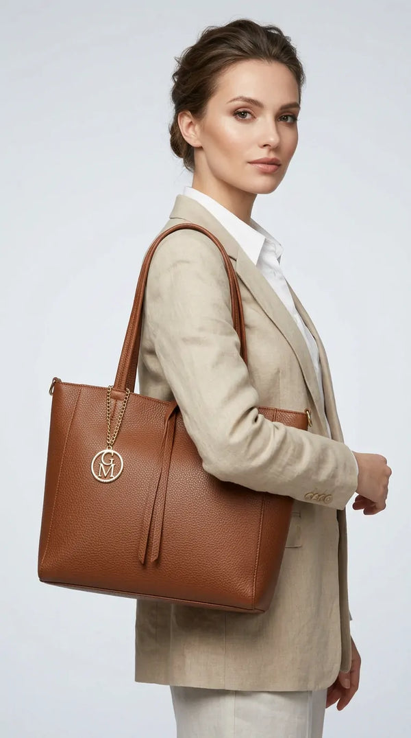 La Tote bag - Borsa 2in1 firmata GYOIAMEA shopping con pochette spalla donna grande simil pelle venata