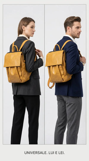 La Sabrinella - zaino unisex eco pelle venata donna uomo cuoio casual vintage multi tasche capiente
