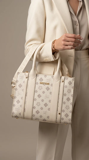 Sweet Years - Borsa firmata donna spalla a tracolla simil pelle nuova fantasia logo tote bag logata