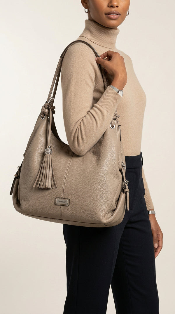 CHARRO - Borsa Donna sacco grande Hobo Casual manici intrecciati morbida 2026