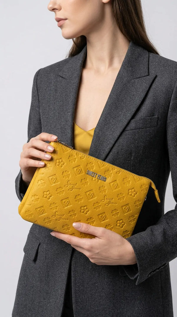 Sweet Years - Borsa multitasche firmata capiente giornaliera elegante 3 zip 2026 simil pelle pressata logata logo 3d