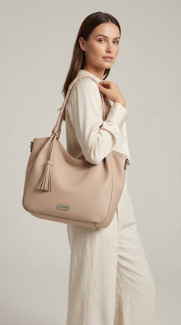 CHARRO - Borsa Donna sacco grande shopping Casual manici intrecciati morbida 2026