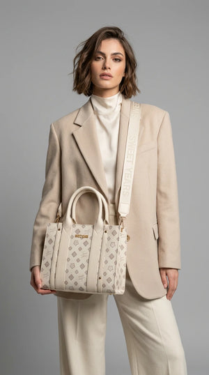 Sweet Years - Borsa firmata donna spalla a tracolla simil pelle nuova fantasia logo tote bag logata