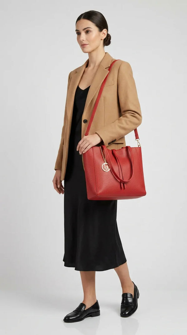 La Tote bag - Borsa 2in1 firmata GYOIAMEA shopping con pochette spalla donna grande simil pelle venata