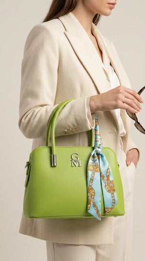 Nichitta - Borsa firmata GYOIAMEA borsetta bauletto con foulard tracolla a mani donna grande simil pelle venata