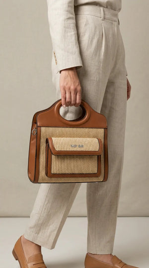 Sweet Years - Borsa shopping spalla paglia effetto raffia sintetica intrecciata simil pelle