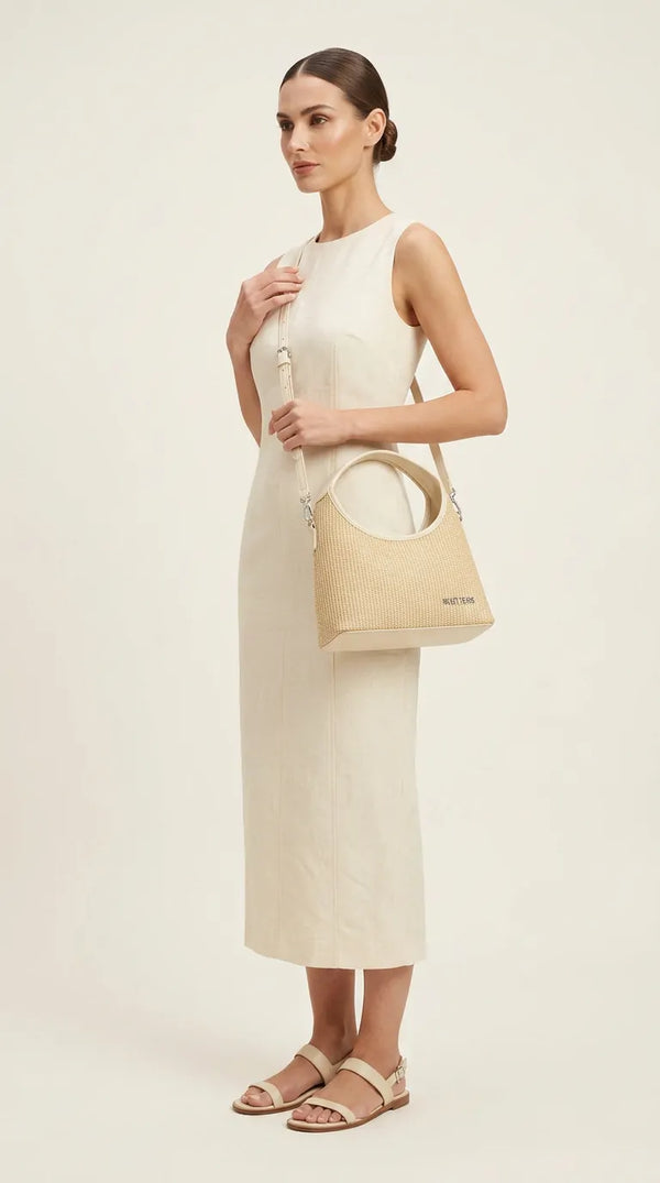 Sweet Years - Borsa mezzaluna hobo spalla paglia effetto raffia sintetica intrecciata simil pelle
