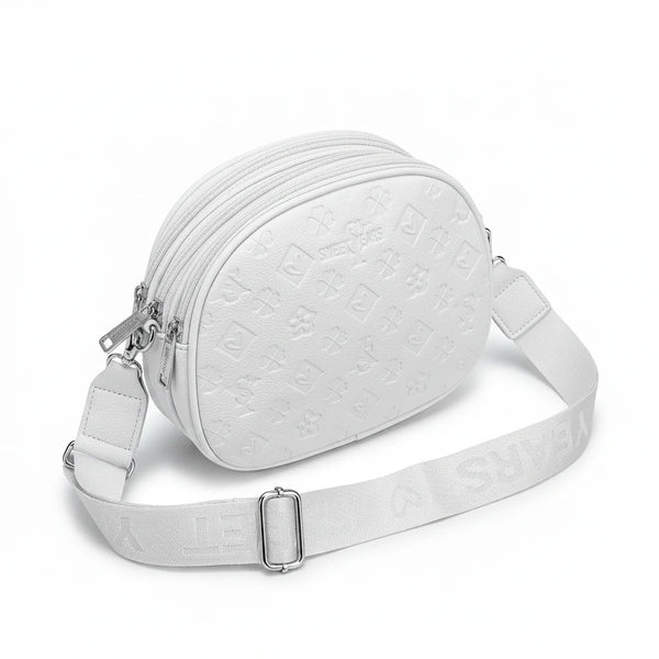 Sweet Years - Borsa multitasche firmata capiente giornaliera borsetta 3 zip 2026 simil pelle pressata logata logo 3d