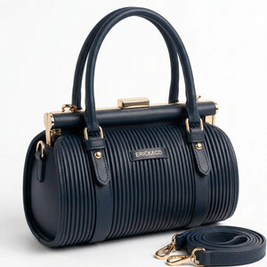 Erick&Co - Borsa Donna bauletto borsetta bag Casual rigido simil pelle plissettata trapuntata