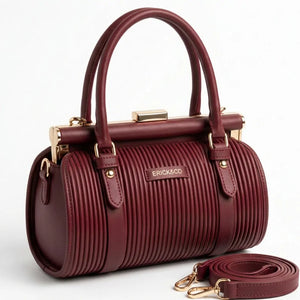 Erick&Co - Borsa Donna bauletto borsetta bag Casual rigido simil pelle plissettata trapuntata