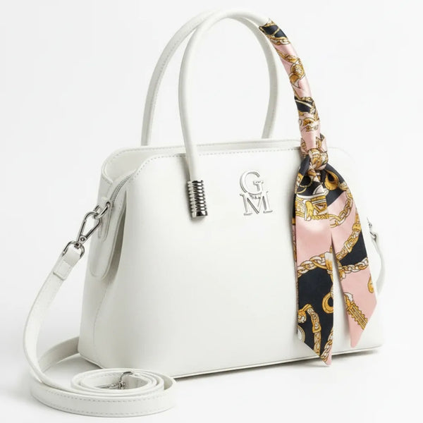 Nichitta - Borsa firmata GYOIAMEA borsetta bauletto con foulard tracolla a mani donna grande simil pelle venata