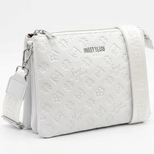 Sweet Years - Borsa multitasche firmata capiente giornaliera elegante 3 zip 2026 simil pelle pressata logata logo 3d
