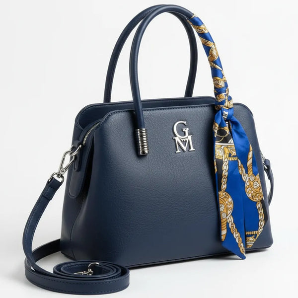 Nichitta - Borsa firmata GYOIAMEA borsetta bauletto con foulard tracolla a mani donna grande simil pelle venata