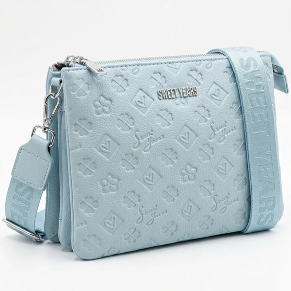 Sweet Years - Borsa multitasche firmata capiente giornaliera elegante 3 zip 2026 simil pelle pressata logata logo 3d