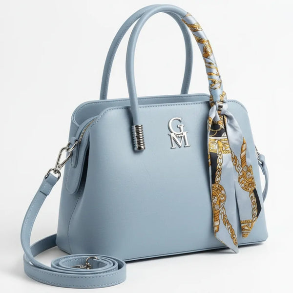 Nichitta - Borsa firmata GYOIAMEA borsetta bauletto con foulard tracolla a mani donna grande simil pelle venata