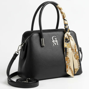 Nichitta - Borsa firmata GYOIAMEA borsetta bauletto con foulard tracolla a mani donna grande simil pelle venata