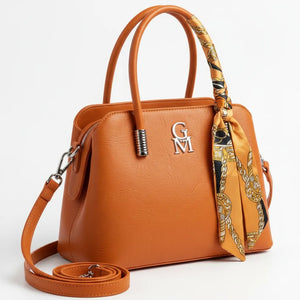 Nichitta - Borsa firmata GYOIAMEA borsetta bauletto con foulard tracolla a mani donna grande simil pelle venata