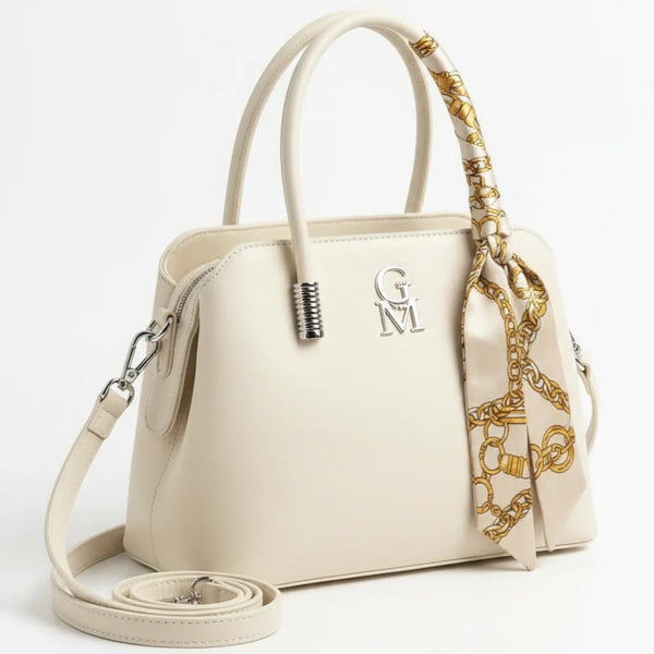 Nichitta - Borsa firmata GYOIAMEA borsetta bauletto con foulard tracolla a mani donna grande simil pelle venata