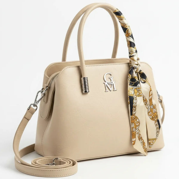 Nichitta - Borsa firmata GYOIAMEA borsetta bauletto con foulard tracolla a mani donna grande simil pelle venata