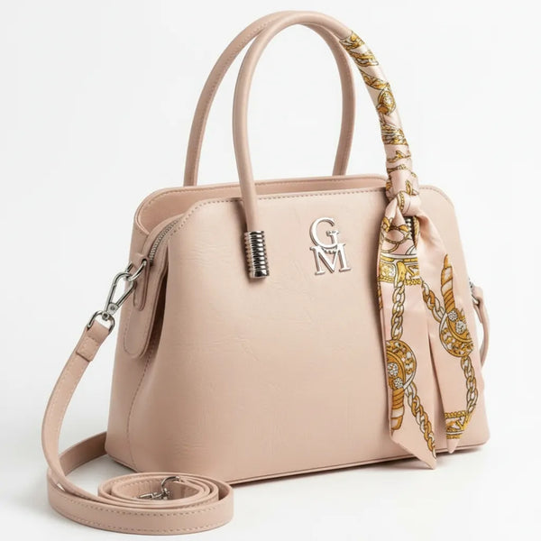 Nichitta - Borsa firmata GYOIAMEA borsetta bauletto con foulard tracolla a mani donna grande simil pelle venata