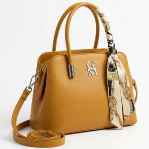 Nichitta - Borsa firmata GYOIAMEA borsetta bauletto con foulard tracolla a mani donna grande simil pelle venata