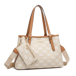 Coconuda - Borsa + portamonete shopping spalla simil pelle fantasia Logata tote bag tracolla