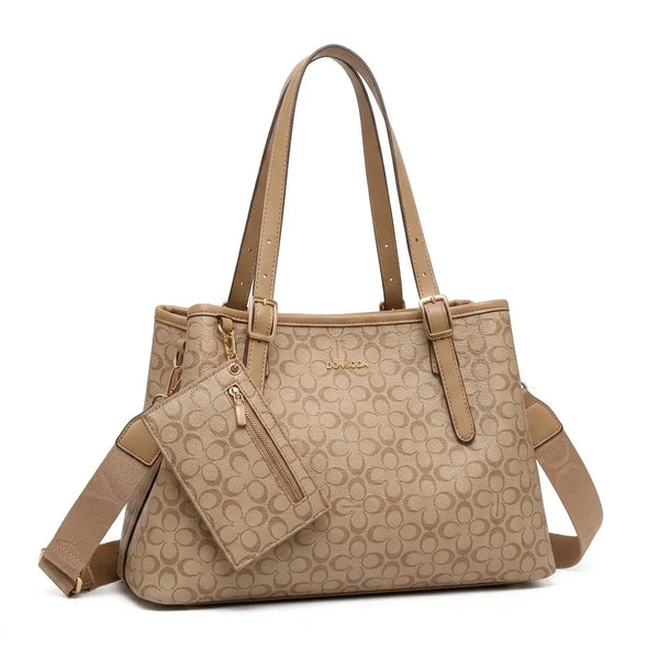Coconuda - Borsa + portamonete shopping spalla simil pelle fantasia Logata tote bag tracolla