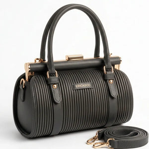 Erick&Co - Borsa Donna bauletto borsetta bag Casual rigido simil pelle plissettata trapuntata