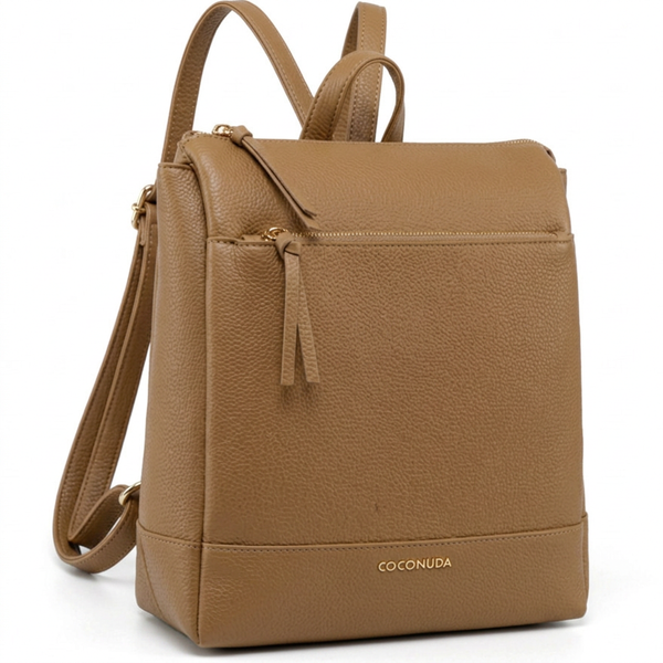 COCONUDA - zaino eco pelle venata donna cuoio casual vintage multi tasche capiente cartella
