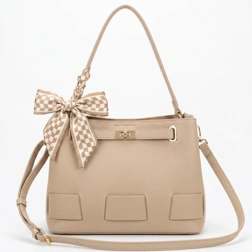 Foulardina - Borsa secchio con foulard Donna Modello Hobo Casual con Dettagli Dorati trapezoidale