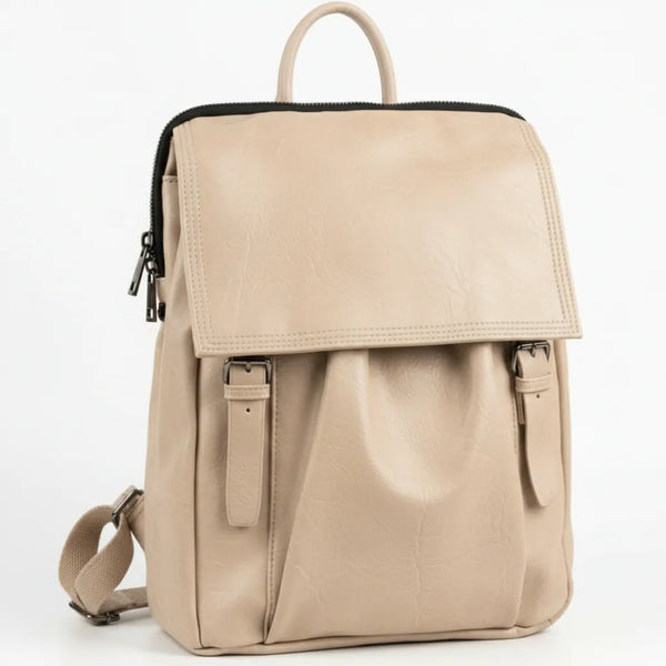 La Sabrinella - zaino unisex eco pelle venata donna uomo cuoio casual vintage multi tasche capiente