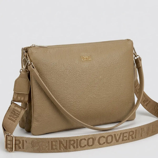 ENRICO COVERI - borsa elegante borsetta tracolla a mano simil pelle sottile slim bustina