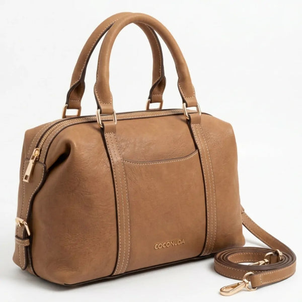 COCONUDA - Borsa a Spalla Donna simil Pelle bauletto effetto opaco camoscio con tracolla scamosciata