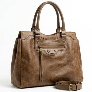 Tommasini - Borsa a bauletto biker cerniera ciondolo donna elegante rigida vintage