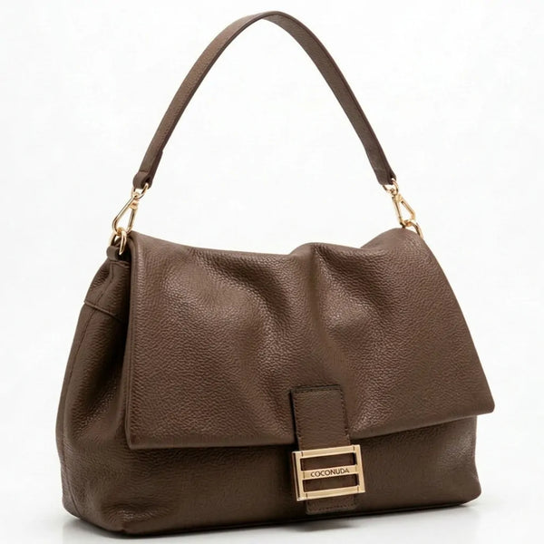 COCONUDA - Borsa a Spalla platta firmata Donna simil Pelle bauletto tracolla scamosciata