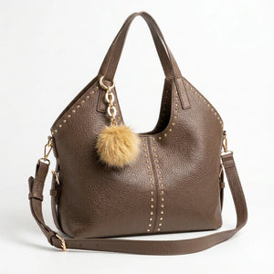PODRI - Borsa a Spalla Donna simil Pelle Morbida Borsa shopping sacco hobo Grande borchie chiodi