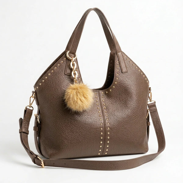 PODRI - Borsa a Spalla Donna simil Pelle Morbida Borsa shopping sacco hobo Grande borchie chiodi
