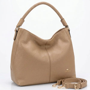 CHARRO - Borsa a Spalla Donna Beige in Pelle Morbida Borsa Hobo Grande con Tracolla monomanico