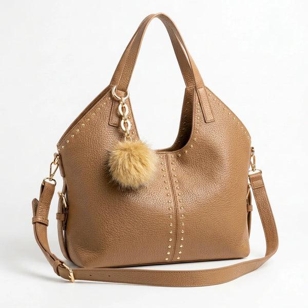 PODRI - Borsa a Spalla Donna simil Pelle Morbida Borsa shopping sacco hobo Grande borchie chiodi