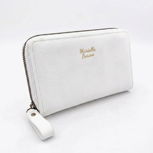 Mariella Burani - portafoglio 1 zip firmato donna con scatola porta carte donna novità simil pelle camoscio scamosciata idea regalo