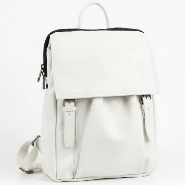 La Sabrinella - zaino unisex eco pelle venata donna uomo cuoio casual vintage multi tasche capiente