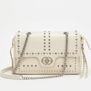 L'Ammucciata -Borsa borsetta pattina borchie sportiva Tracolla in simil pelle venata catena borchiata sportiva
