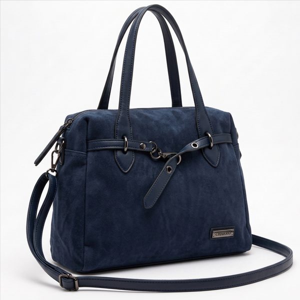 CHARRO - Borsa a Spalla Donna simil Pelle bauletto effetto opaco camoscio con tracolla scamosciata