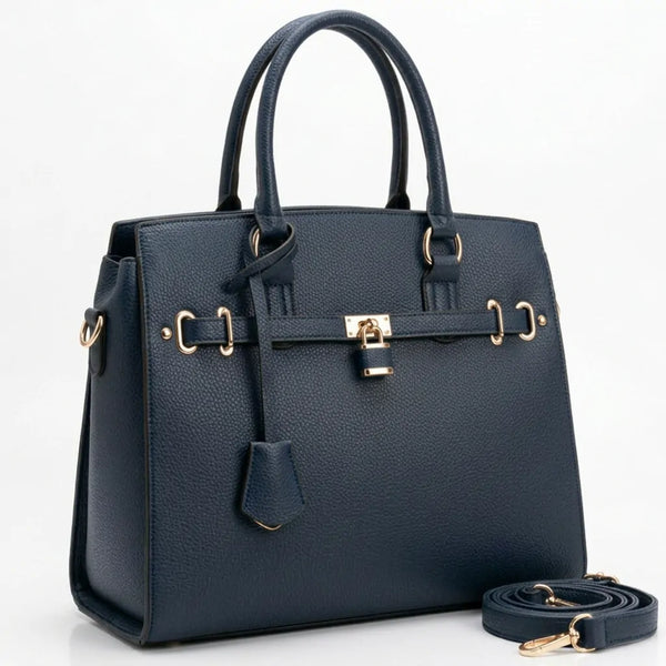 Borsa a bauletto biker lucchetto ciondolo donna elegante rigida