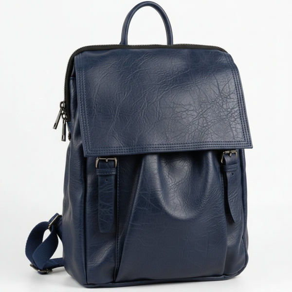 La Sabrinella - zaino unisex eco pelle venata donna uomo cuoio casual vintage multi tasche capiente